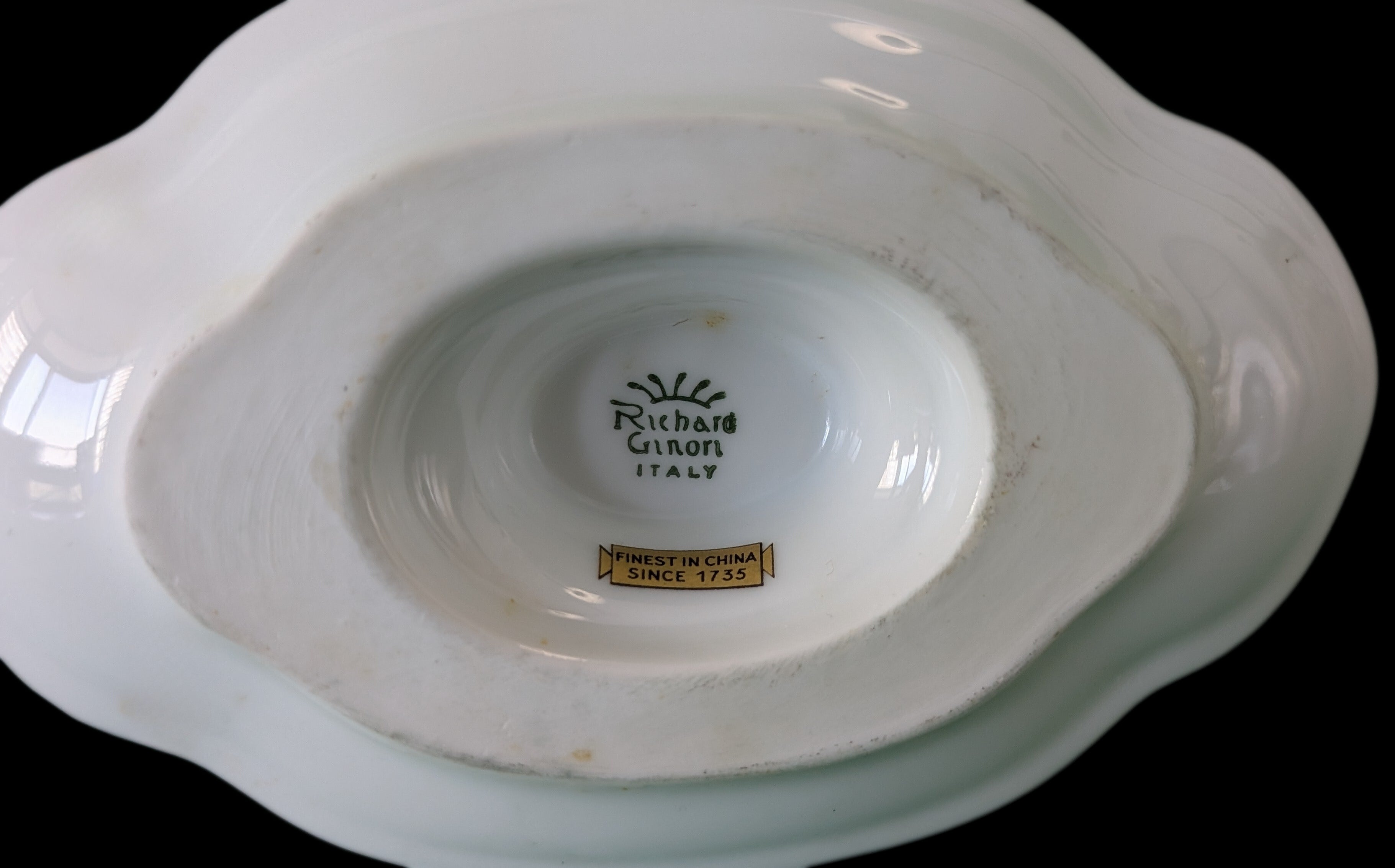 RICHARD GINORI - Italy Fine China - Palermo Black Pattern - Mustard Pot & Spoon