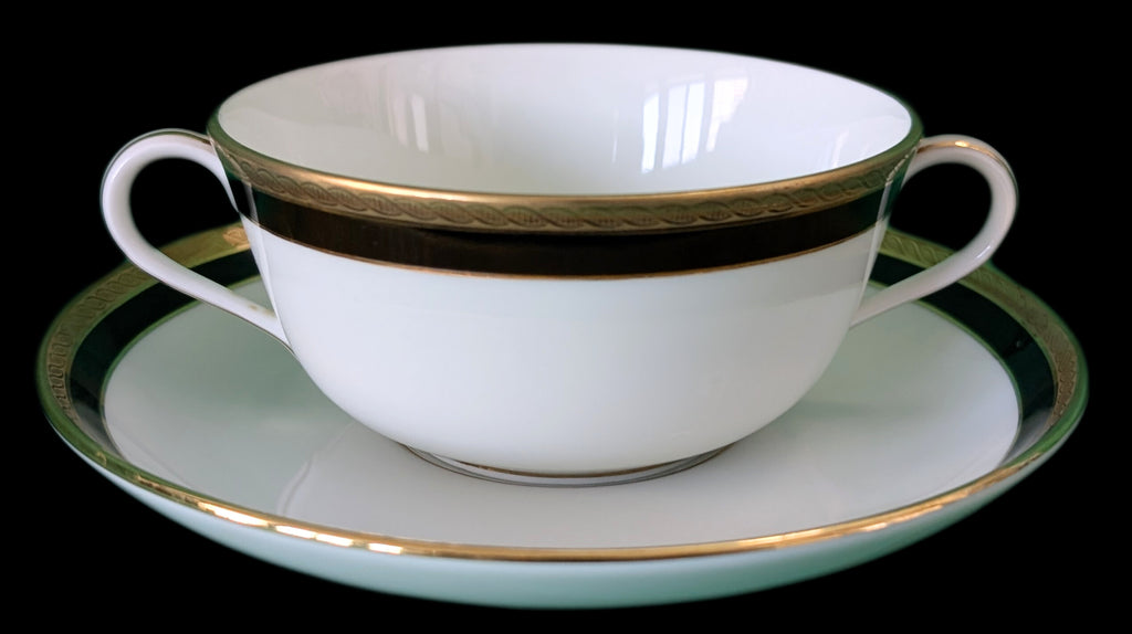 Richard Ginori - Italy Fine China - Palermo Black Pattern - Cream Soup & Saucer