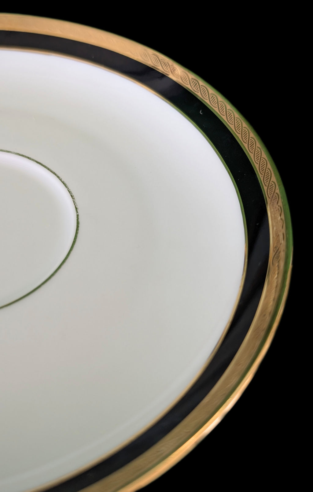 Richard Ginori - Italy Fine China - Palermo Black Pattern - Cream Soup & Saucer