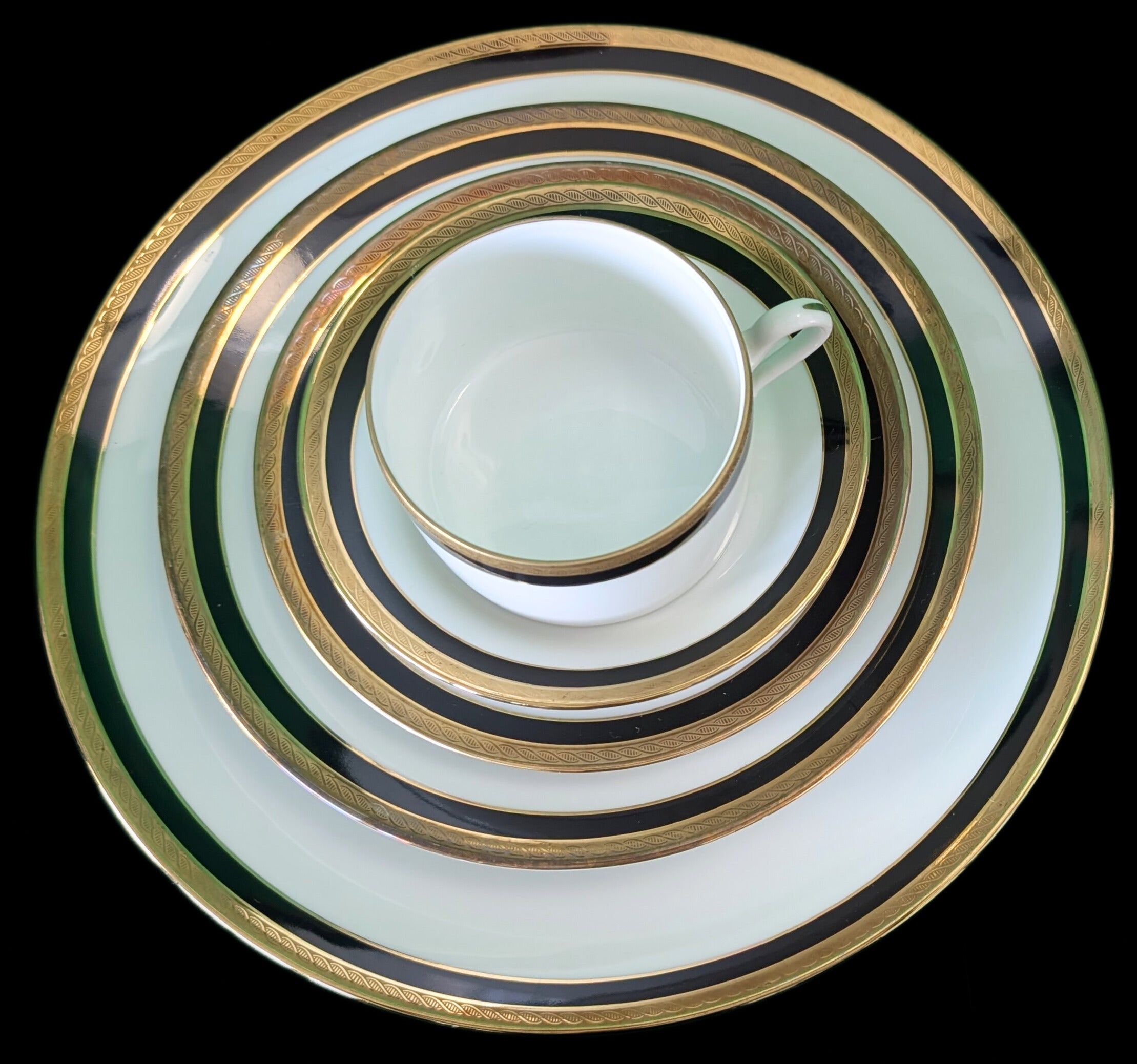 4 Richard Ginori, Italy Fine China, Palermo Black Pattern - 5 Pc. Place Settings