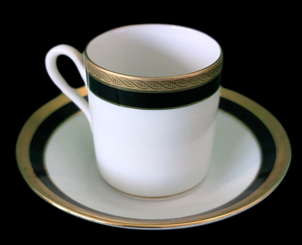 Richard Ginori, Italy Fine China, Palermo Black Pattern - Espresso Cup & Saucer