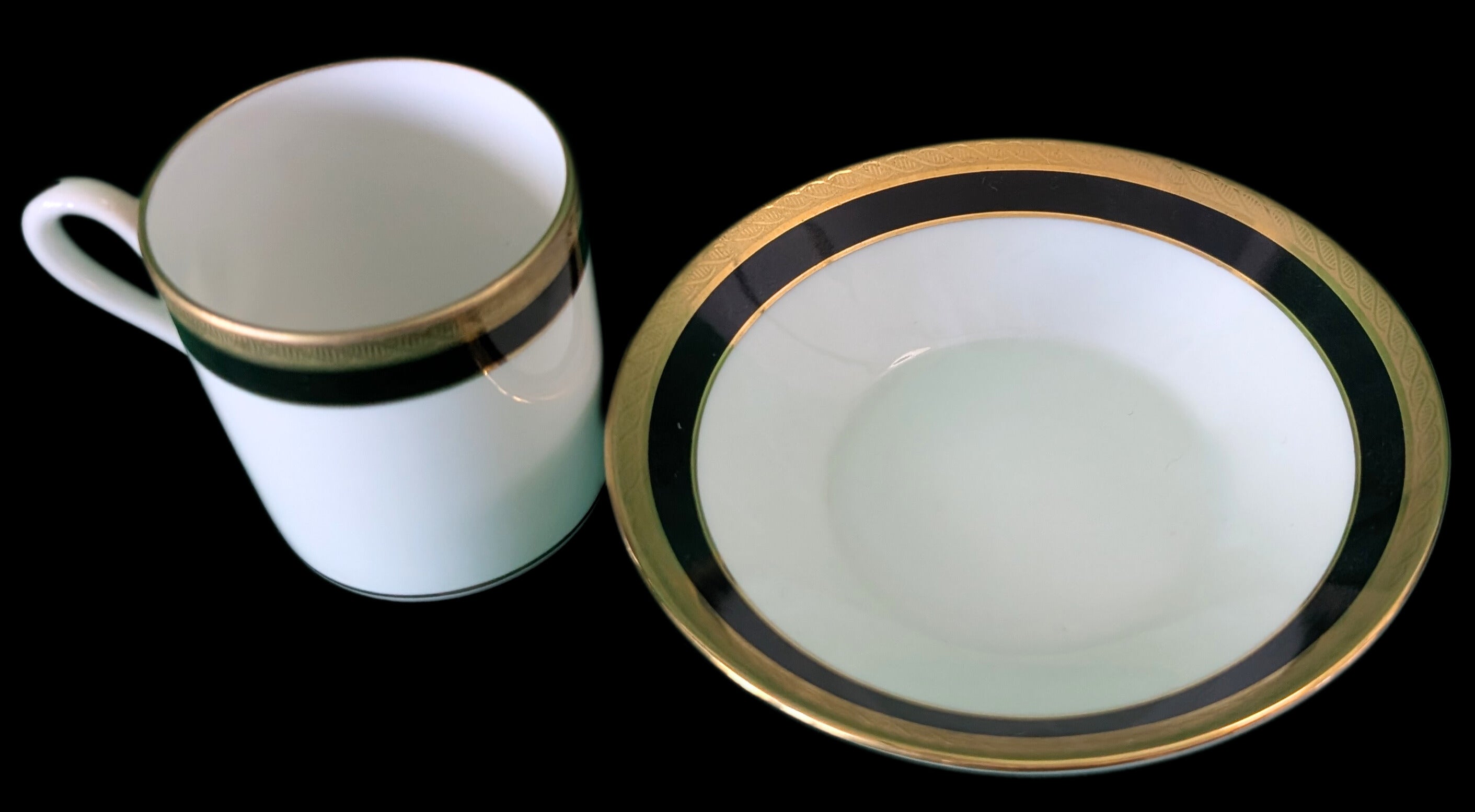 Richard Ginori, Italy Fine China, Palermo Black Pattern - Espresso Cup & Saucer