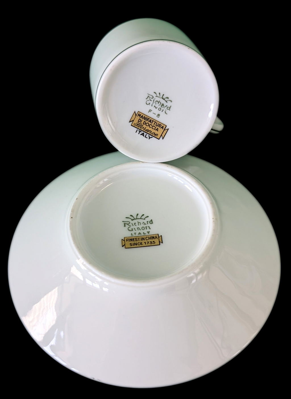 Richard Ginori, Italy Fine China, Palermo Black Pattern - Espresso Cup & Saucer