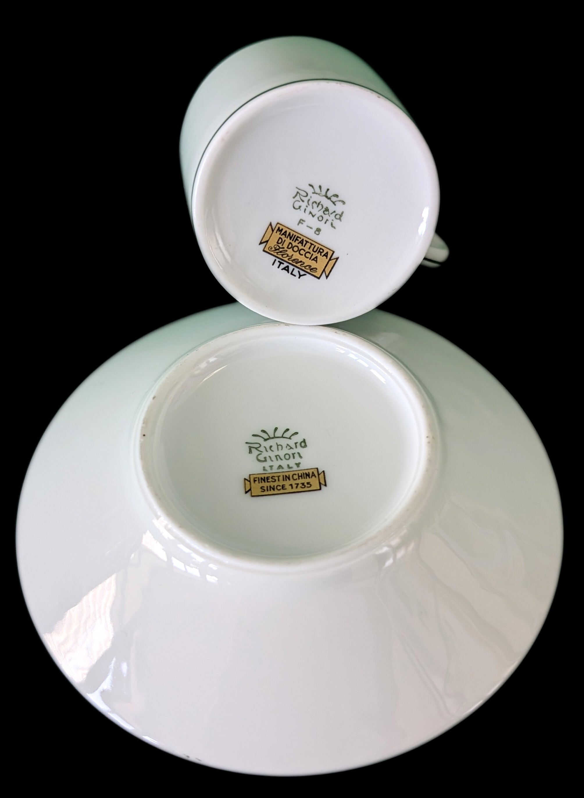Richard Ginori, Italy Fine China, Palermo Black Pattern - Espresso Cup & Saucer