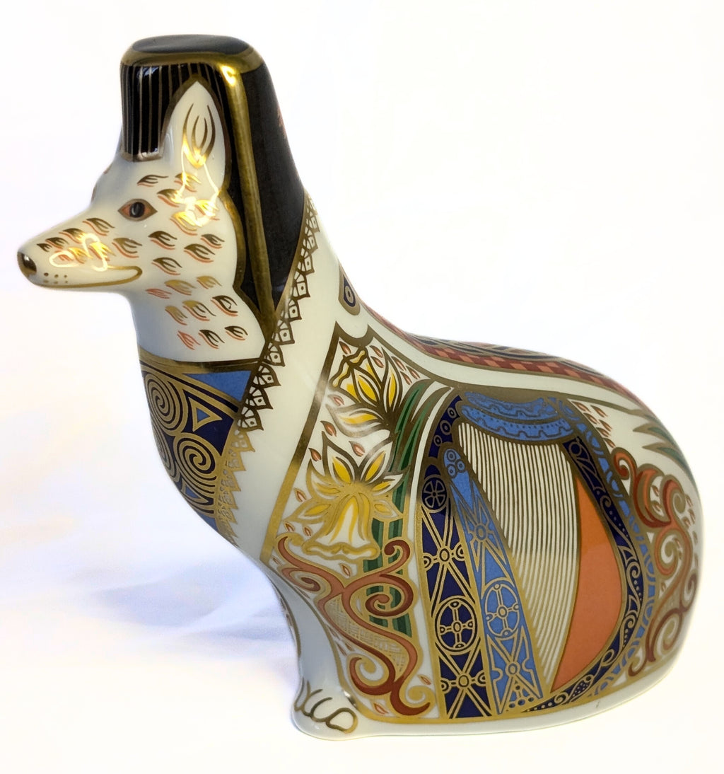 ROYAL CROWN DERBY Fine Bone China Paperweight Figurine - Welsh Corgi - 455/500