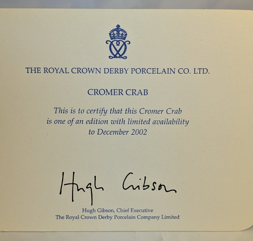 ROYAL CROWN DERBY Fine Bone China Paperweight Figurine - Cromer Crab - 2002