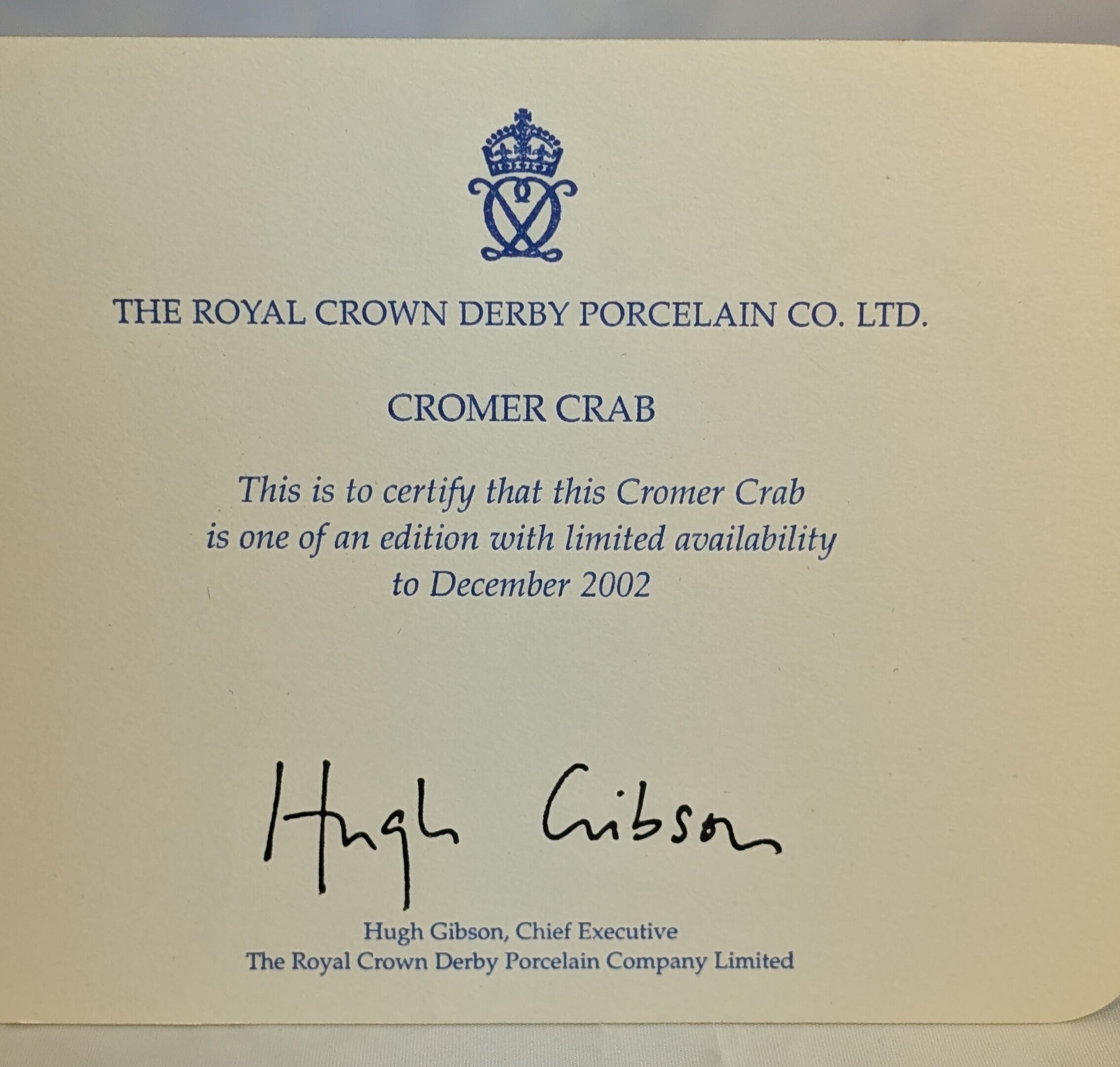 ROYAL CROWN DERBY Fine Bone China Paperweight Figurine - Cromer Crab - 2002