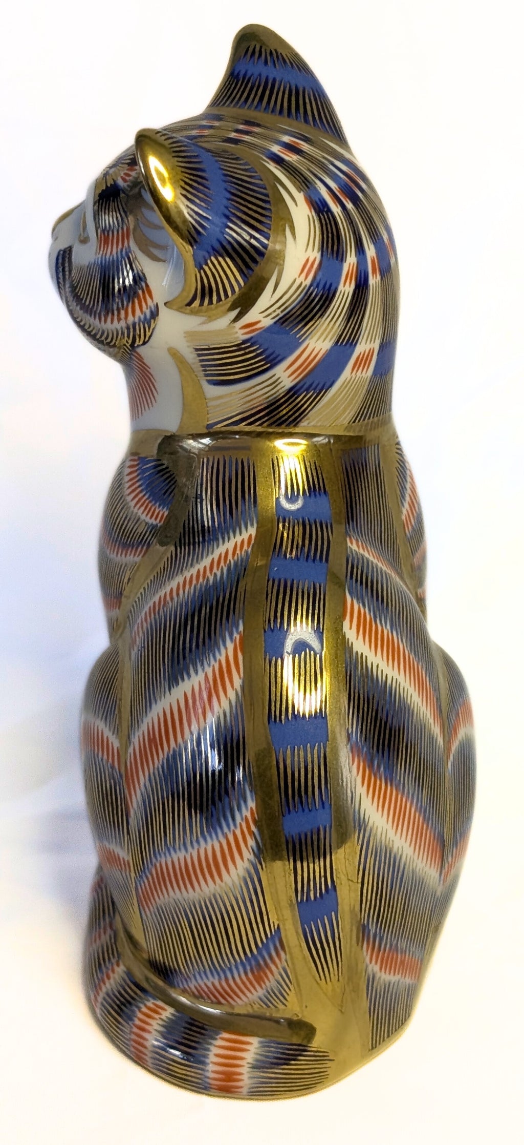 ROYAL CROWN DERBY Fine Bone China Paperweight Figurine - Imari Cat