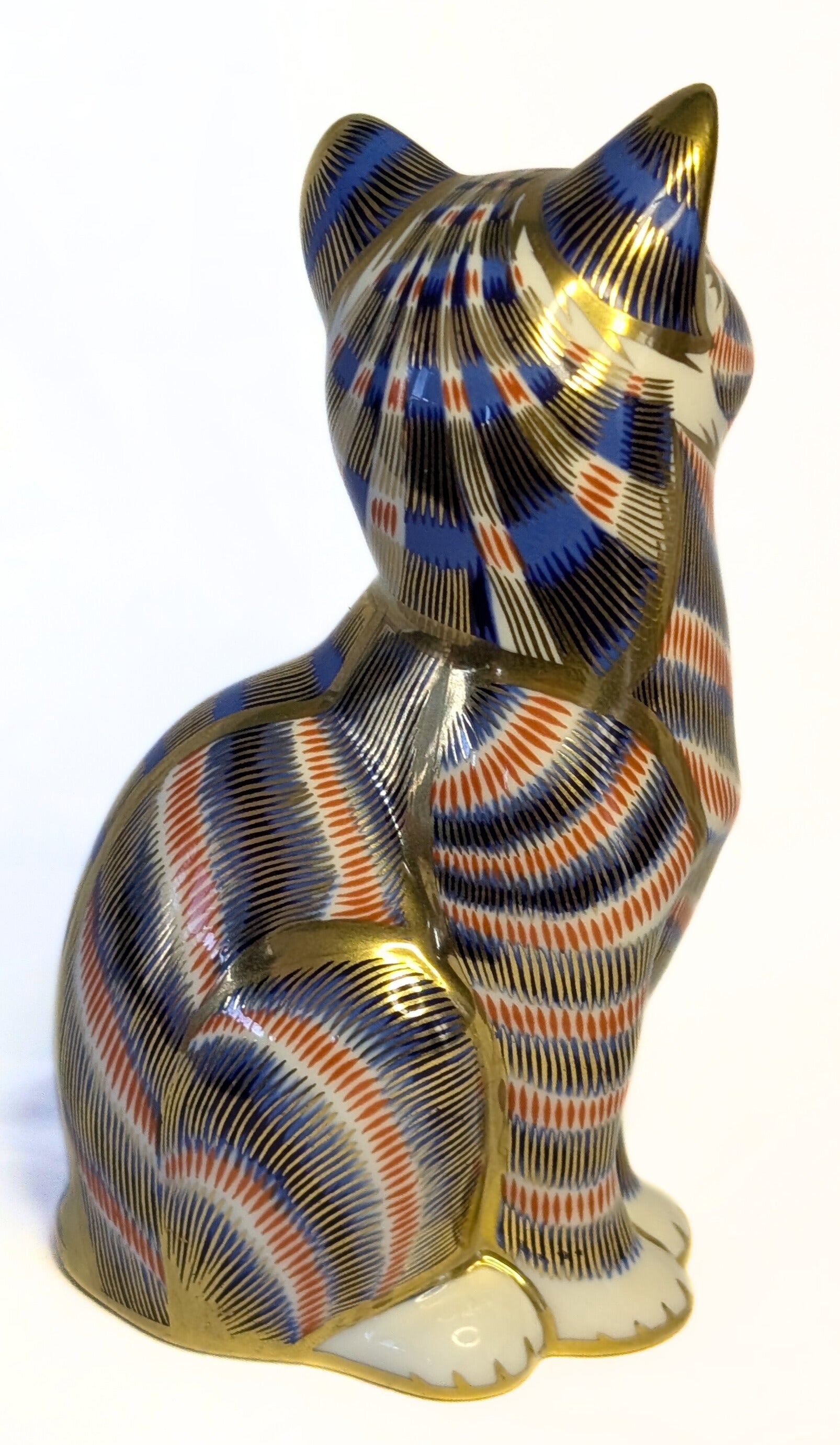 ROYAL CROWN DERBY Fine Bone China Paperweight Figurine - Imari Cat