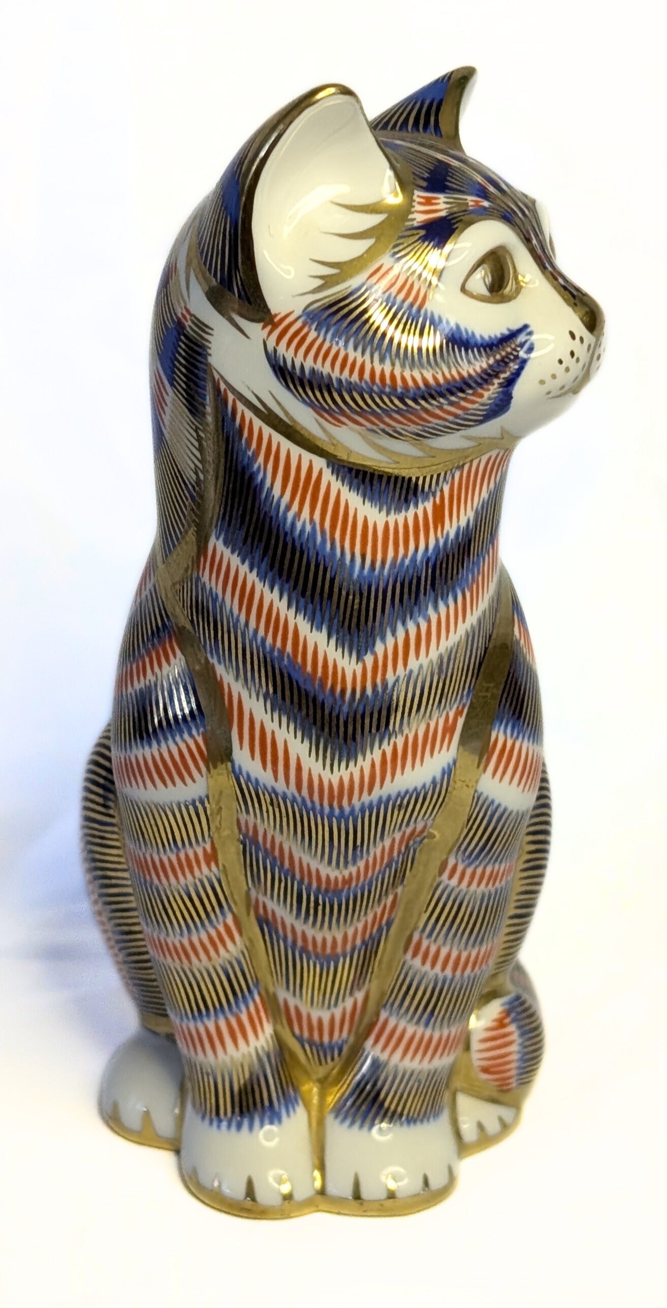 ROYAL CROWN DERBY Fine Bone China Paperweight Figurine - Imari Cat