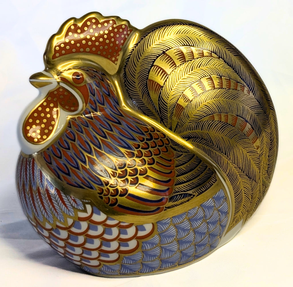 ROYAL CROWN DERBY Fine Bone China Paperweight Figurine - Imari Rooster