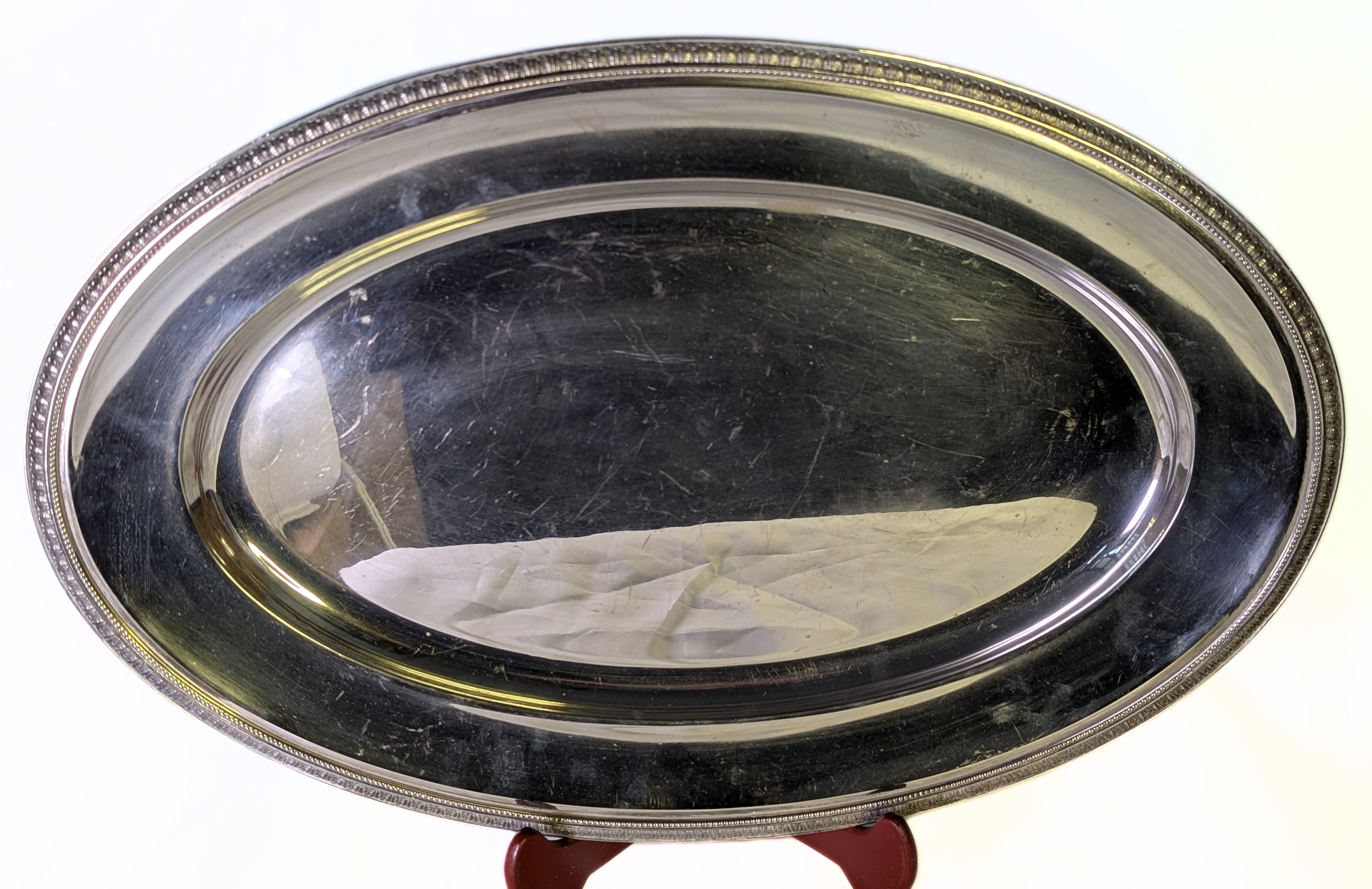 Vintage CHRISTOFLE Silver Plated Large Oval Serving Tray - Malmaison Pattern