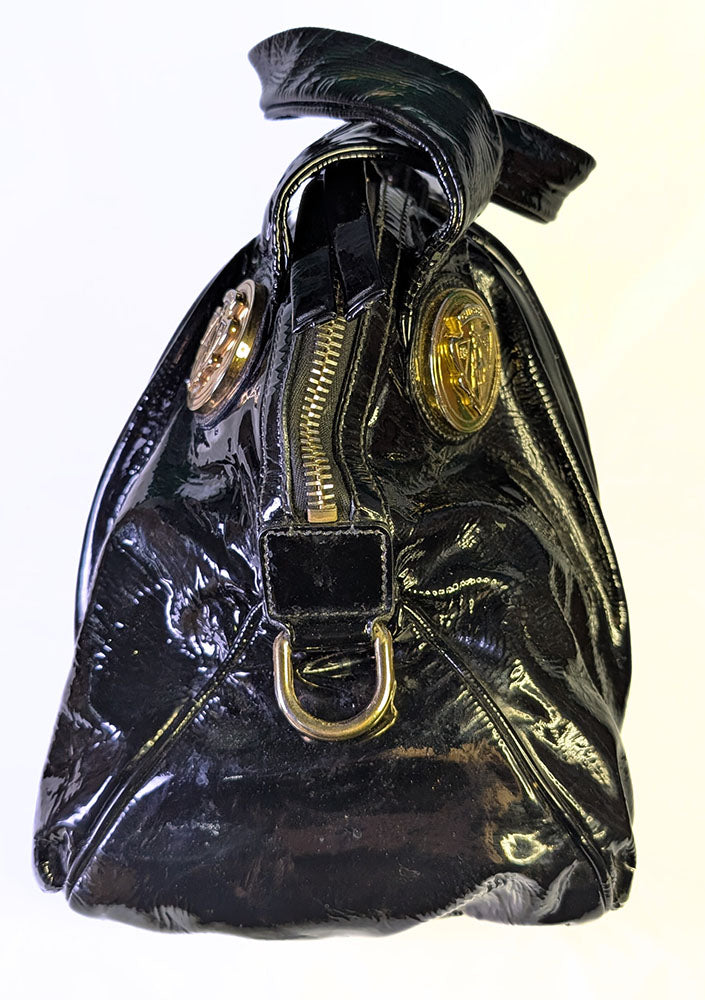 Vintage GUCCI Hysteria Patent Leather Handbag - Black with Gold