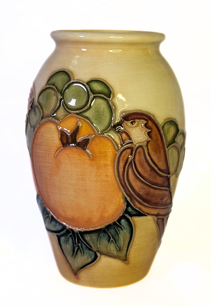 Beautiful 4 1/4" MOORCROFT Vase - Yellow - Finch & Fruit