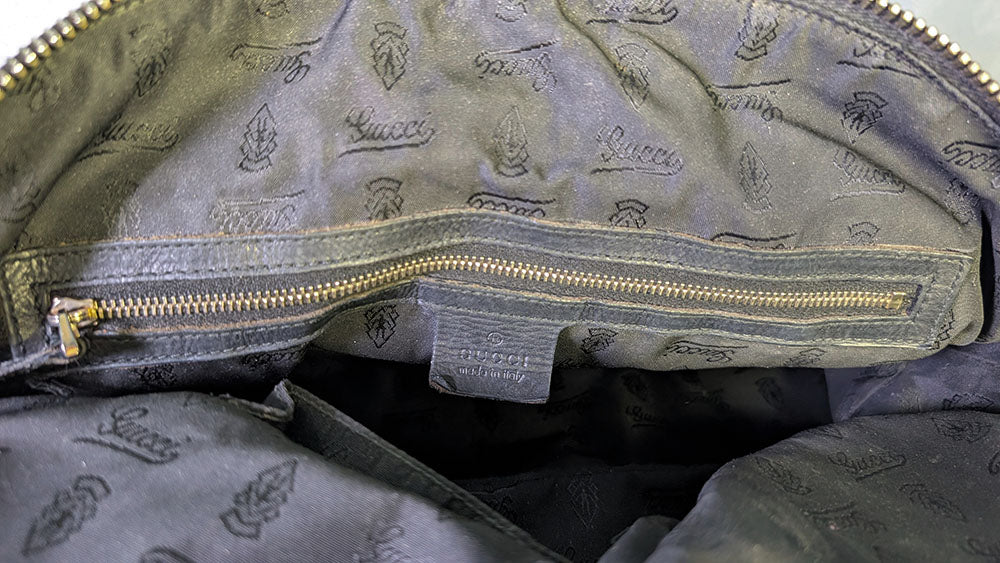 Vintage GUCCI Hysteria Patent Leather Handbag - Black with Gold