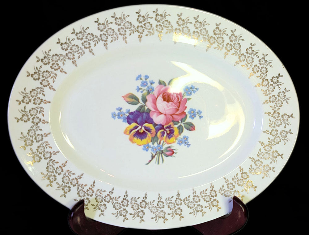Empire Porcelain - Staffordshire - Golden Bouquet - Serving Platter - 22 Kt