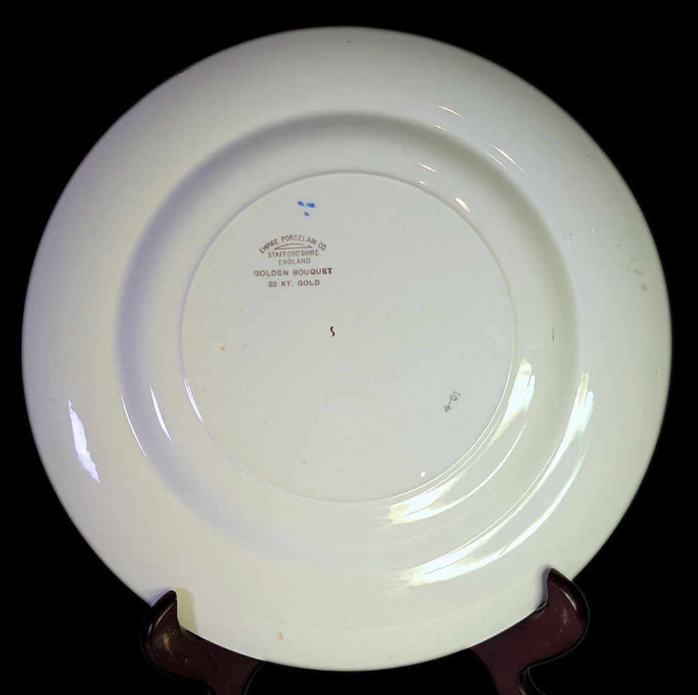 Empire Porcelain - Staffordshire - Golden Bouquet - Dinner Plate - 22 Kt