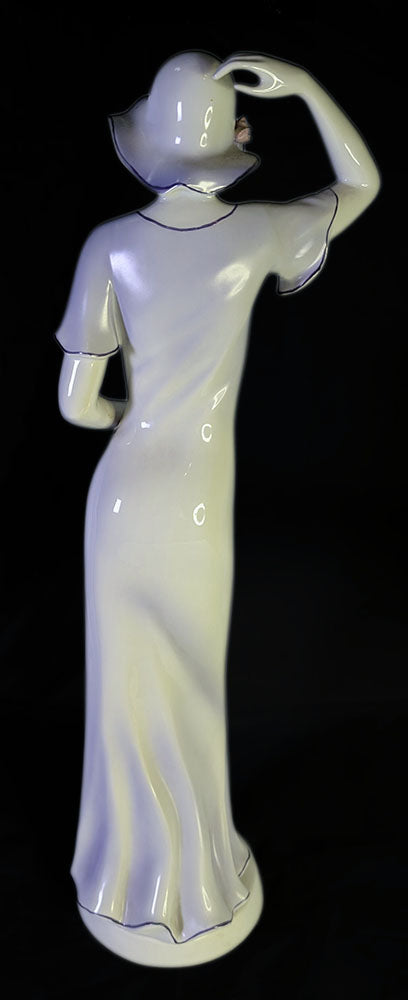 Hollohaza - Hungary - Hand Painted Tall Figurine - Woman Holding Roses