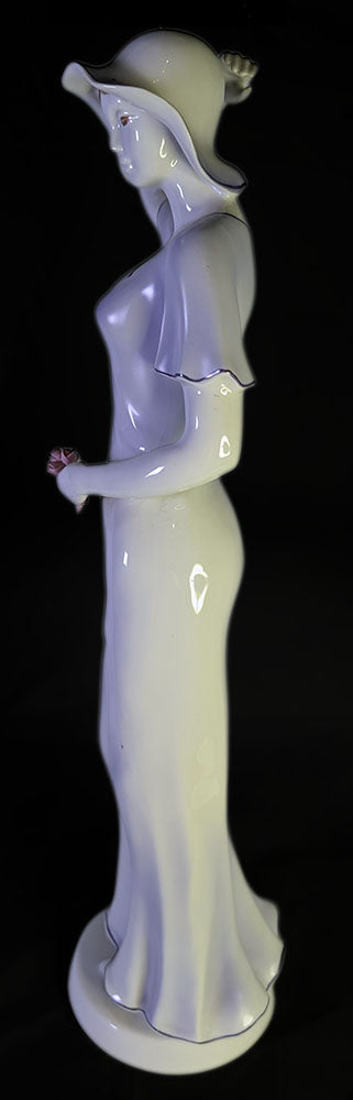 Hollohaza - Hungary - Hand Painted Tall Figurine - Woman Holding Roses