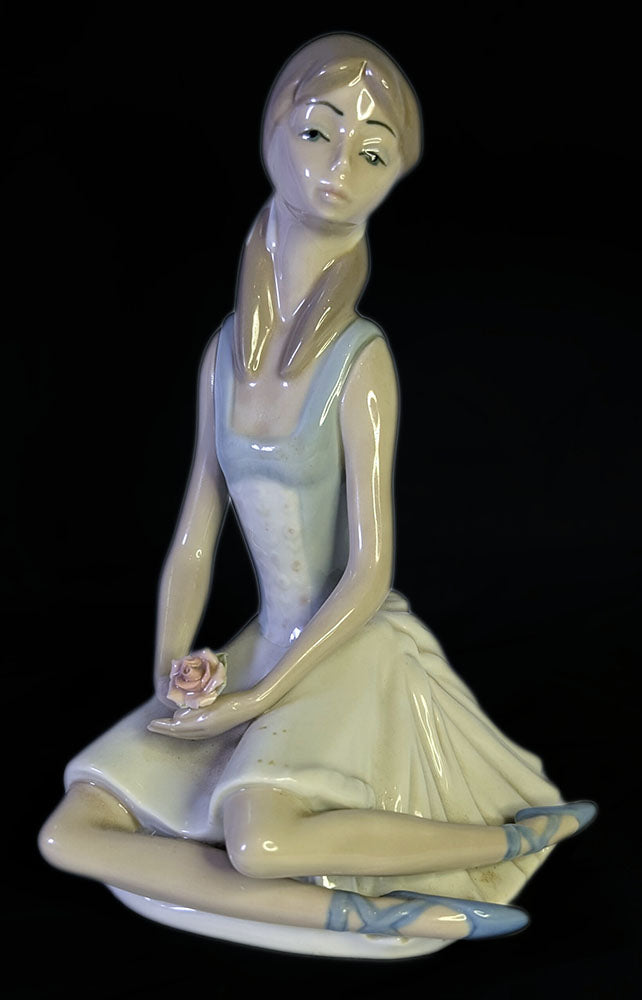 Vintage CasAdes SA Porcelain Figurine - Ballerina Sitting With Roses