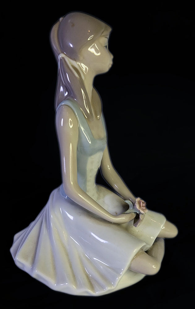 Vintage CasAdes SA Porcelain Figurine - Ballerina Sitting With Roses