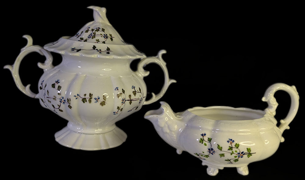 Beautiful 28 Piece English Afternoon Tea Service - Cornflower Pattern - c. 1850