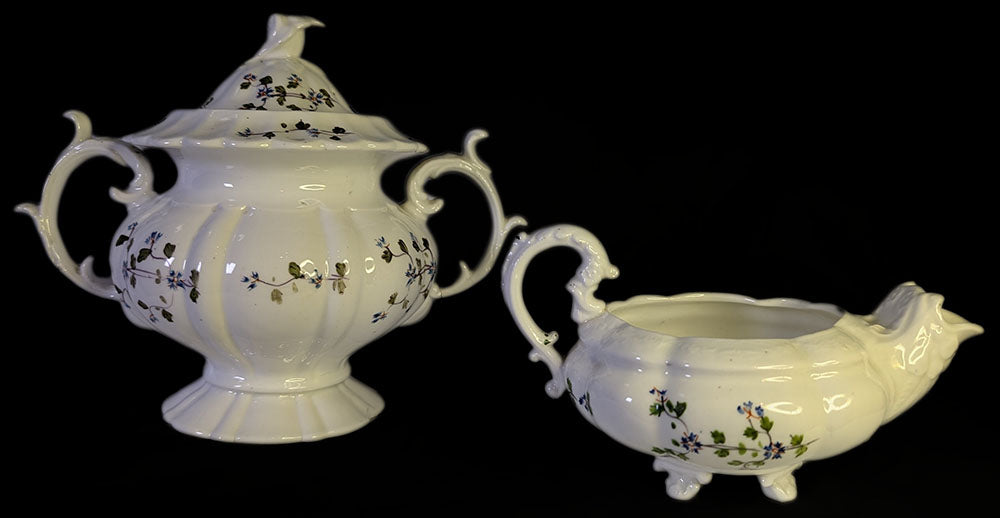 Beautiful 28 Piece English Afternoon Tea Service - Cornflower Pattern - c. 1850