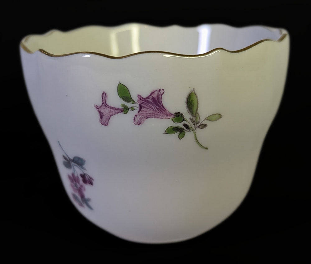 MEISSEN Twig Handled Demitasse Cup & Saucer - Purple Thistle