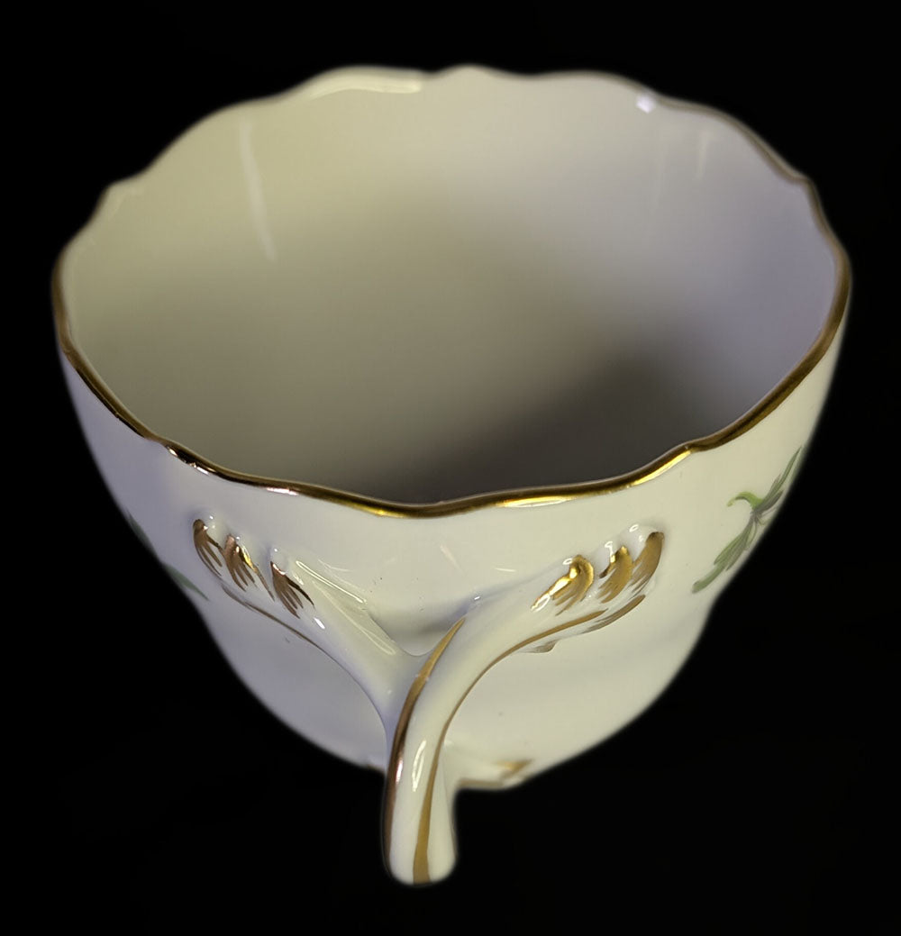 MEISSEN Twig Handled Demitasse Cup & Saucer - Purple Thistle