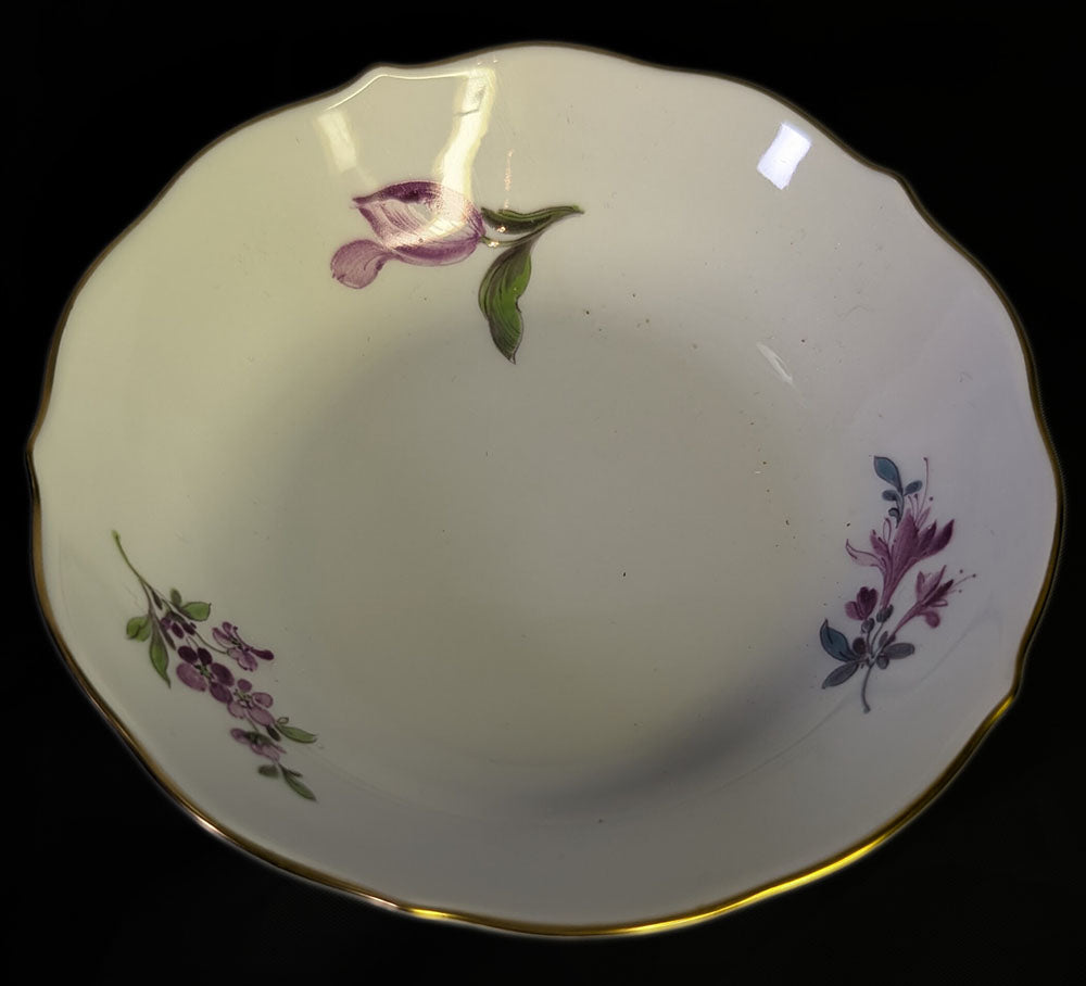 MEISSEN Twig Handled Demitasse Cup & Saucer - Purple Thistle