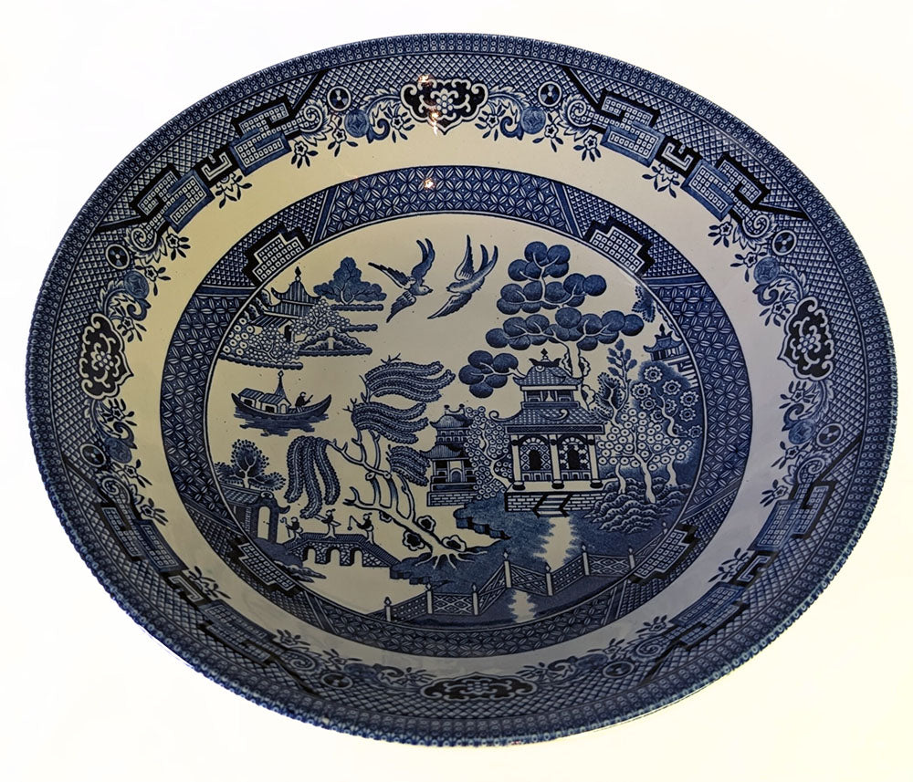Vintage Old Willow Pattern Serving Bowl - Churchill, England
