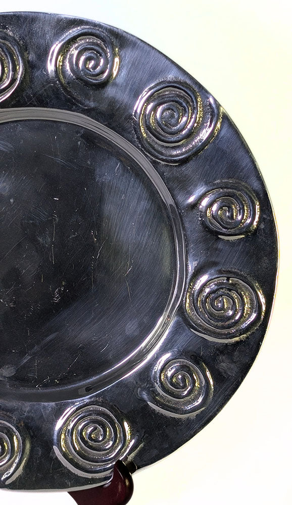 'Helix" Aluminum Platter With Spiral Border Design by L.M. Gallardo - 12"D
