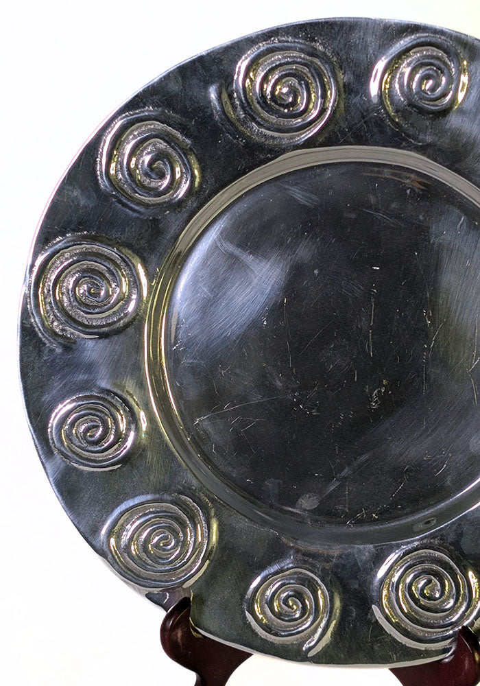 'Helix" Aluminum Platter With Spiral Border Design by L.M. Gallardo - 12"D