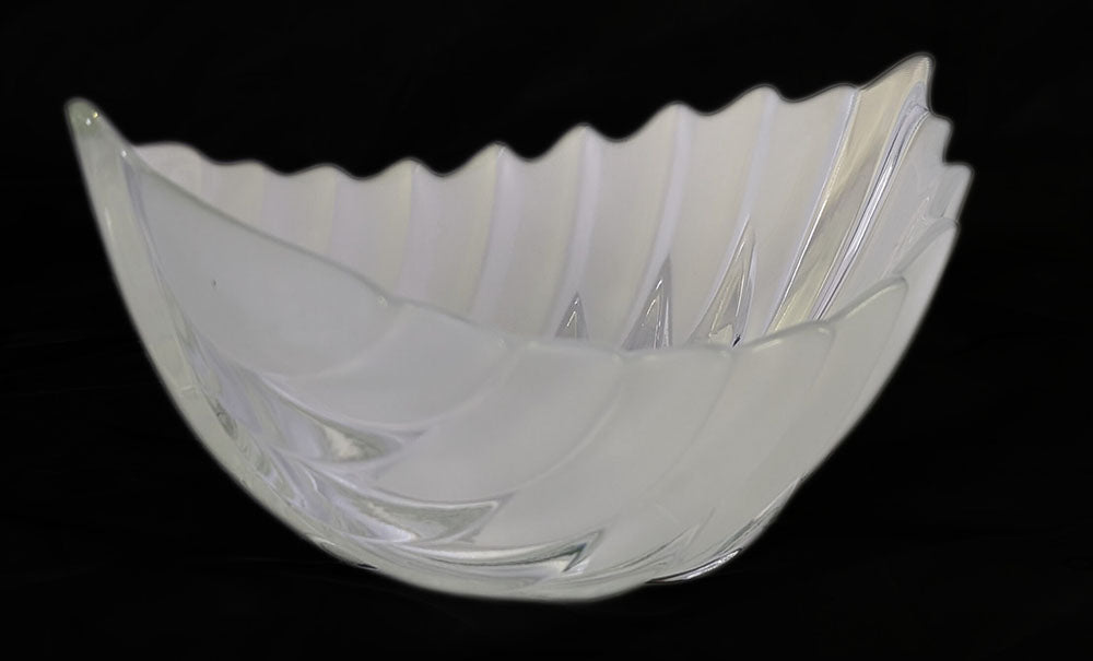 Waltherglas Frosted to Clear Glass Leaf Design Bowl - Made in Germany