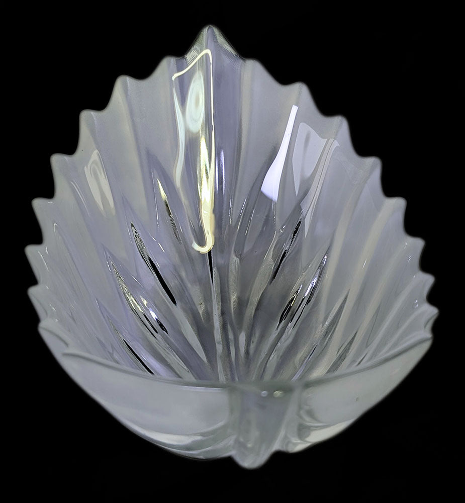 Waltherglas Frosted to Clear Glass Leaf Design Bowl - Made in Germany