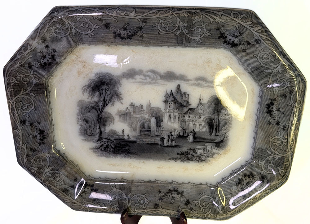 T.J. & J. Mayer Grey Transfer Platter - Rhone Scenery - 1843-1855 - 14" x 18"