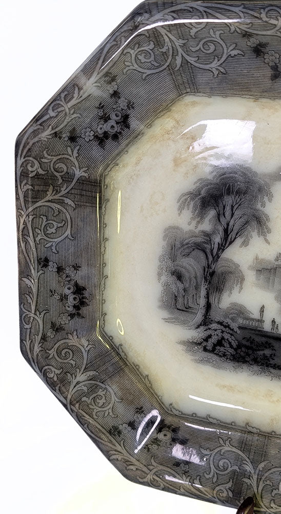 T.J. & J. Mayer Grey Transfer Platter - Rhone Scenery - 1843-1855 - 14" x 18"