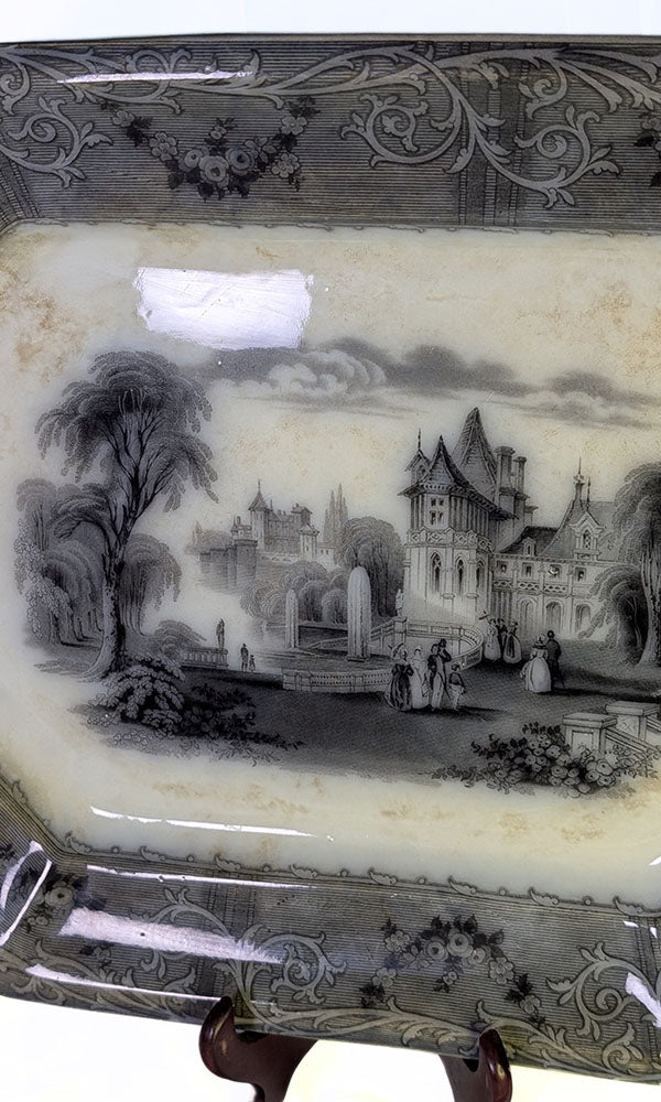 T.J. & J. Mayer Grey Transfer Platter - Rhone Scenery - 1843-1855 - 14" x 18"