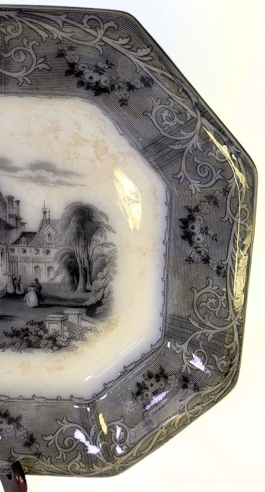 T.J. & J. Mayer Grey Transfer Platter - Rhone Scenery - 1843-1855 - 14" x 18"