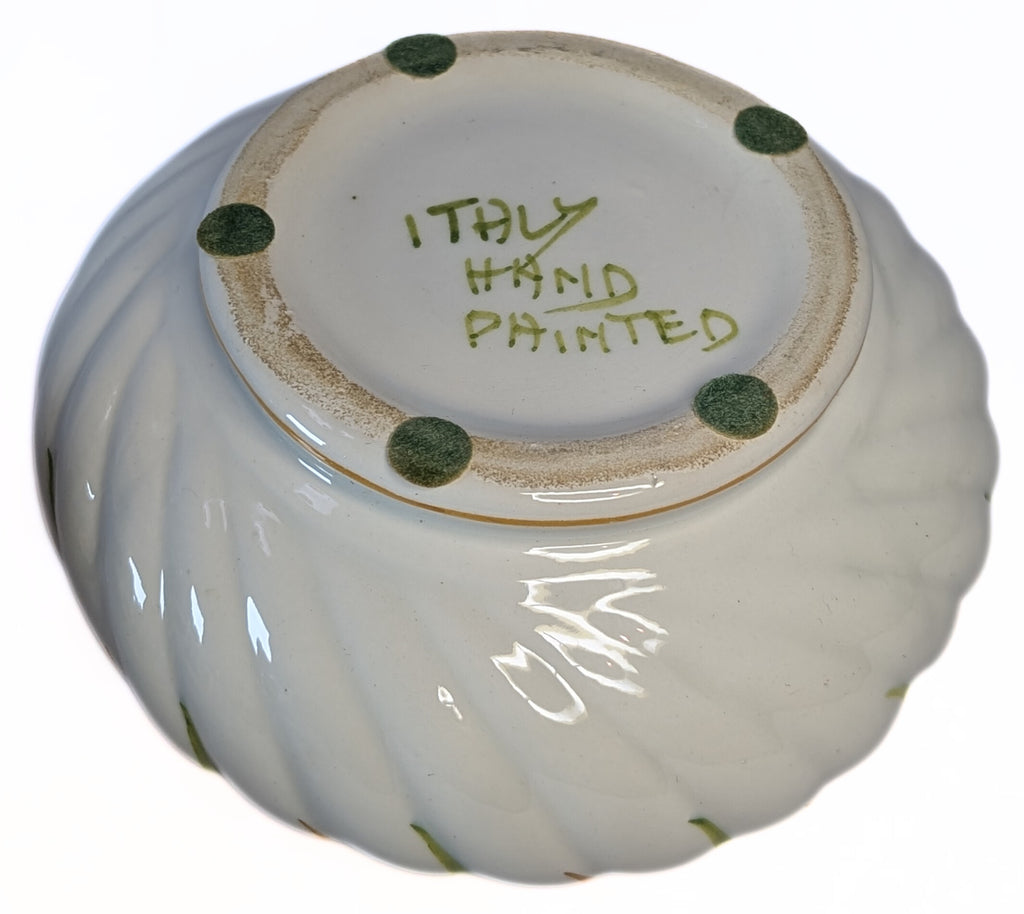 Hand Painted in Italy - Lidded Candy Dish - Floral Bouquet Top