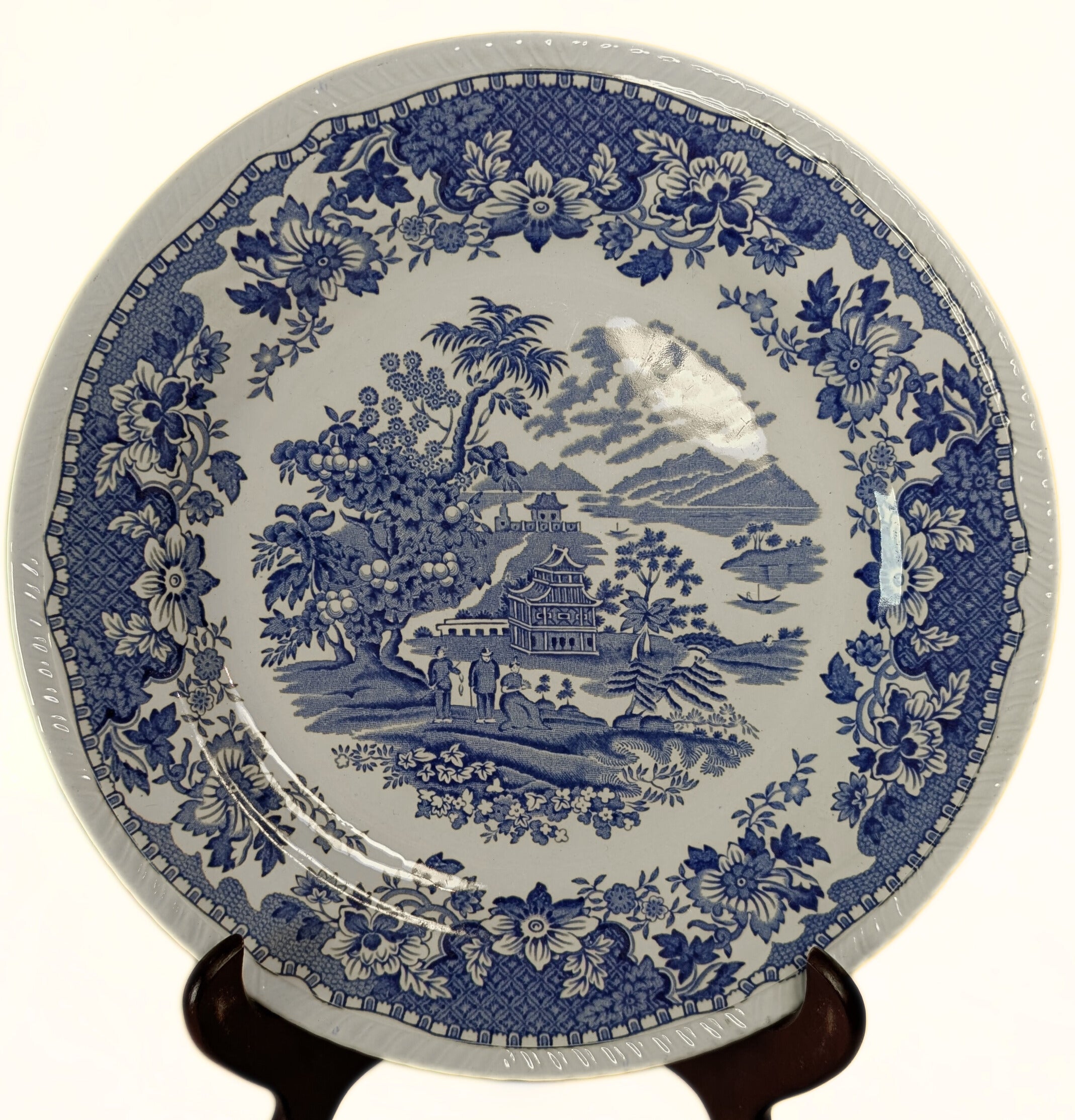 "Seaforth" - Blue Transferware Dinner Plate by Wood & Sons - Burslem, England