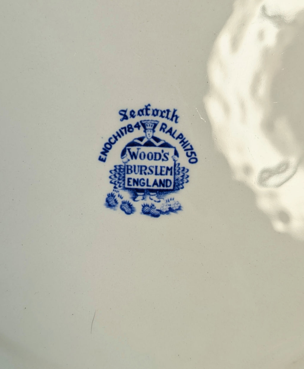 "Seaforth" - Blue Transferware Dinner Plate by Wood & Sons - Burslem, England