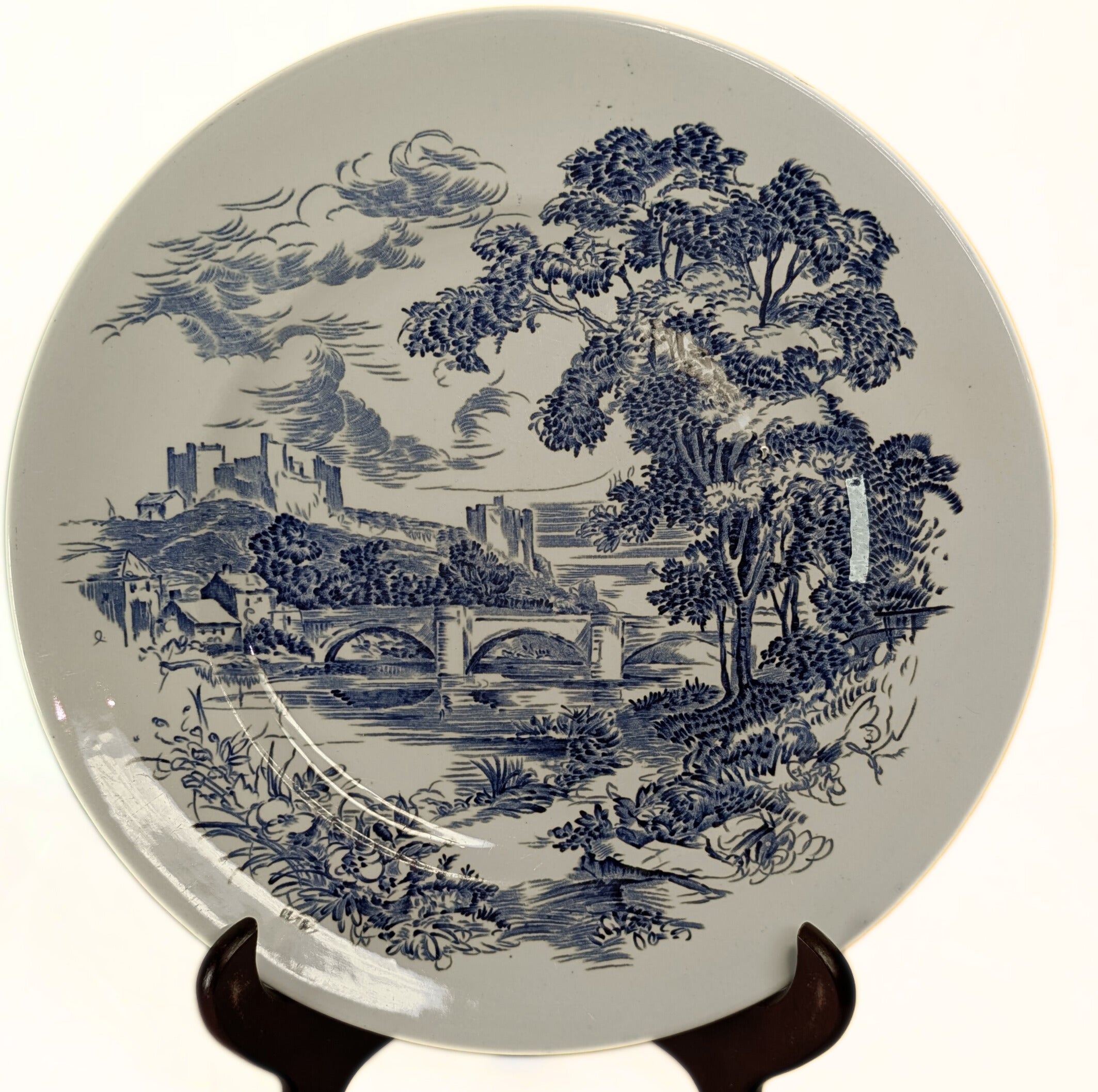 "Countryside" - Blue Transferware Dinner Plate - Enoch Wedgwood - England - 10"