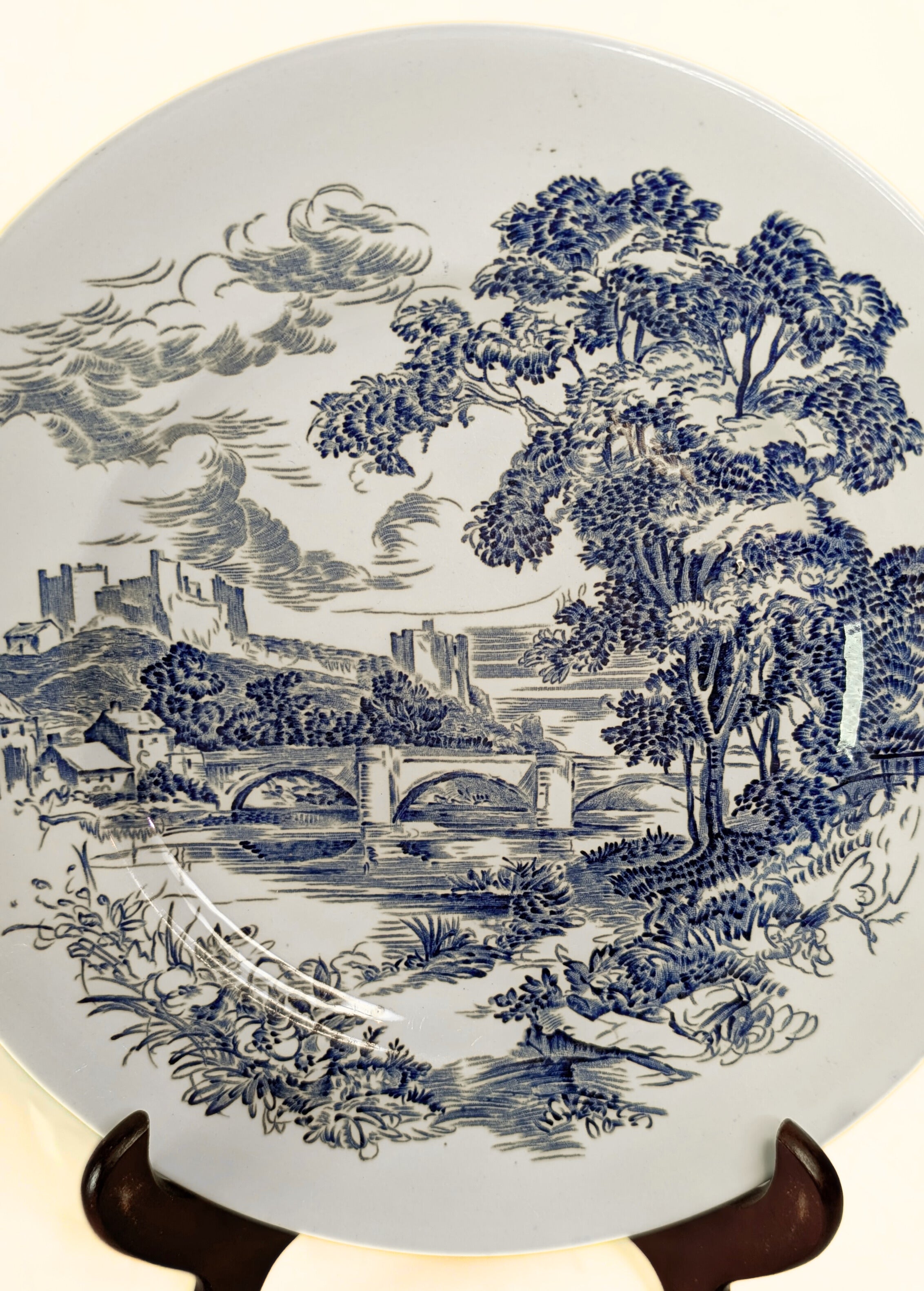 "Countryside" - Blue Transferware Dinner Plate - Enoch Wedgwood - England - 10"