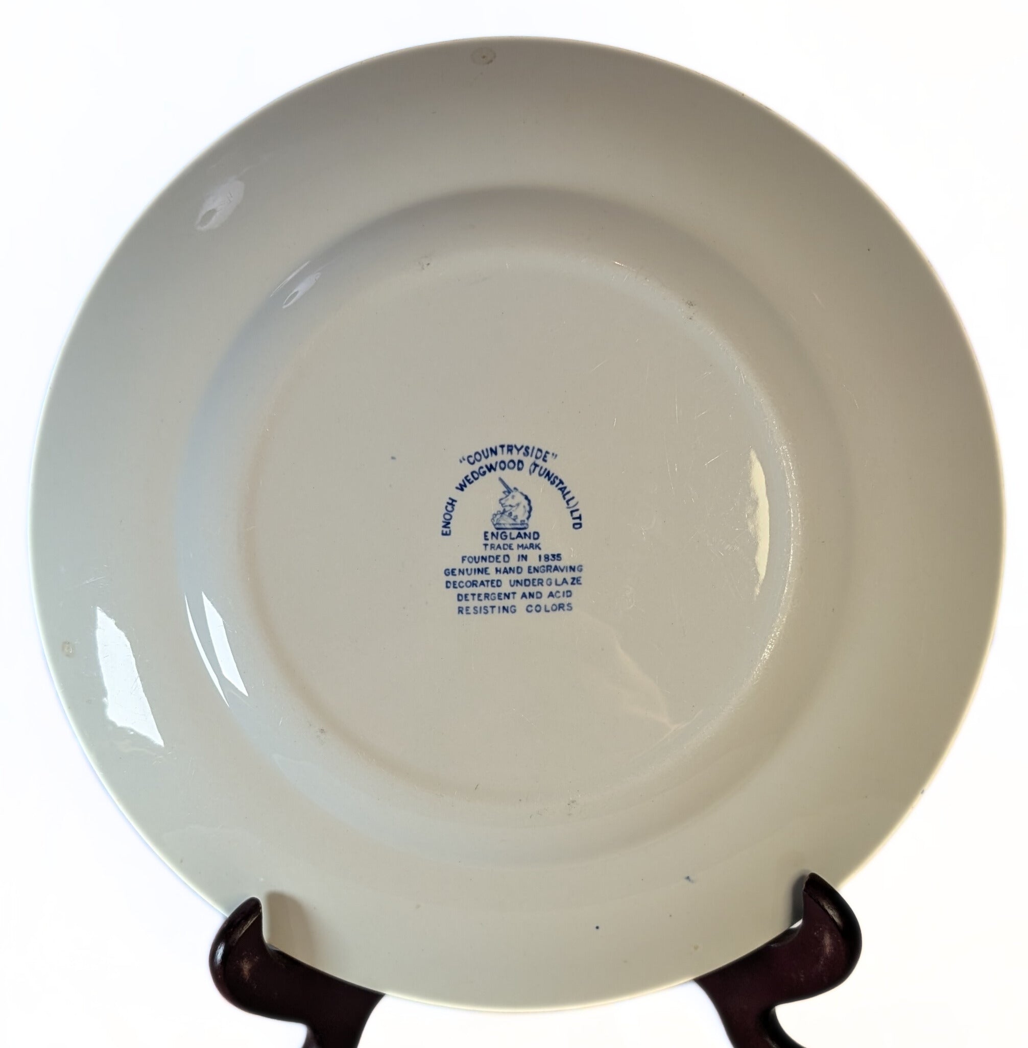 "Countryside" - Blue Transferware Dinner Plate - Enoch Wedgwood - England - 10"