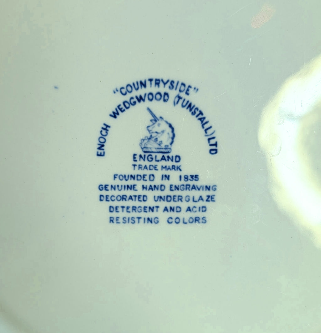 "Countryside" - Blue Transferware Dinner Plate - Enoch Wedgwood - England - 10"
