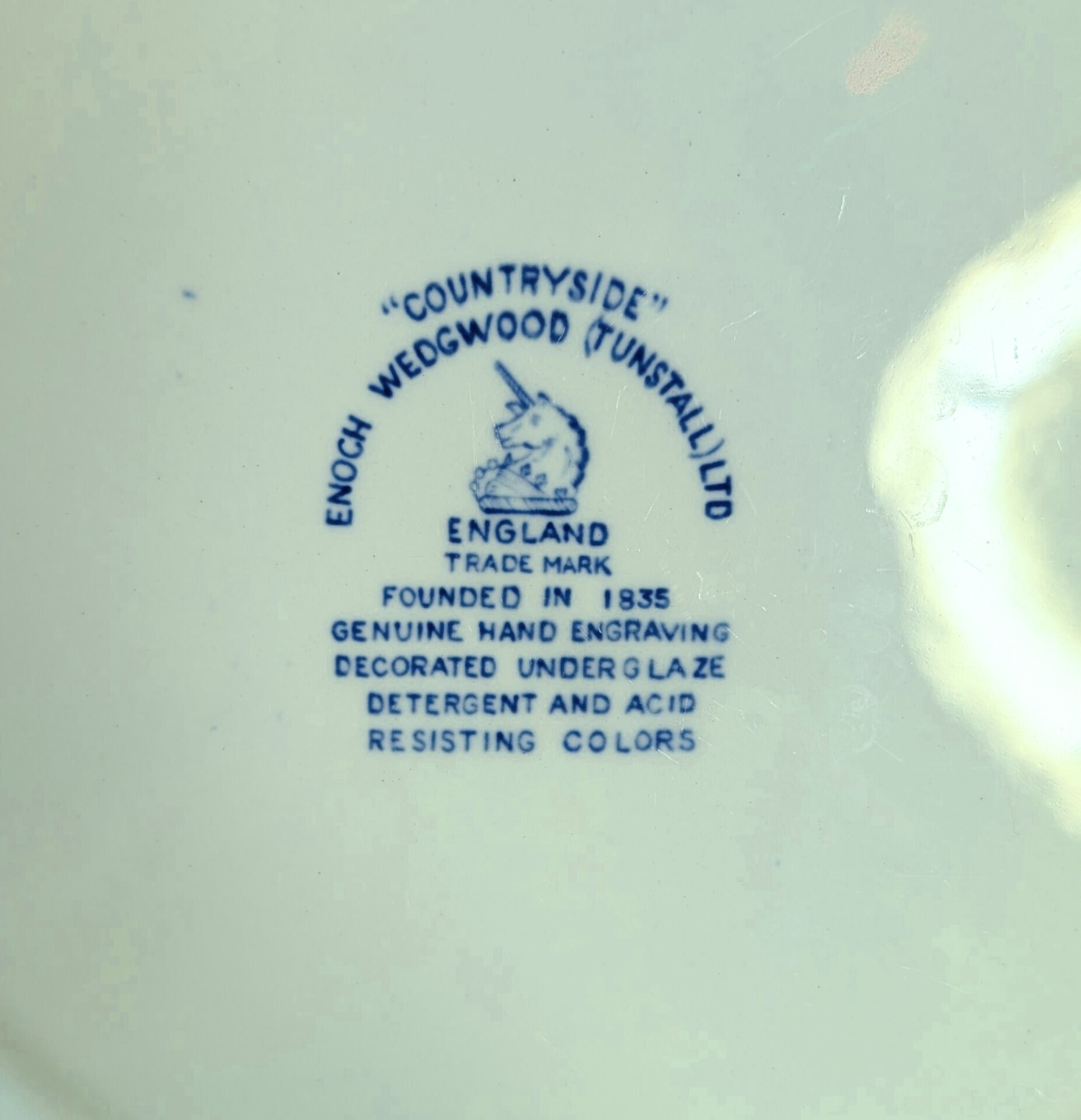 "Countryside" - Blue Transferware Dinner Plate - Enoch Wedgwood - England - 10"