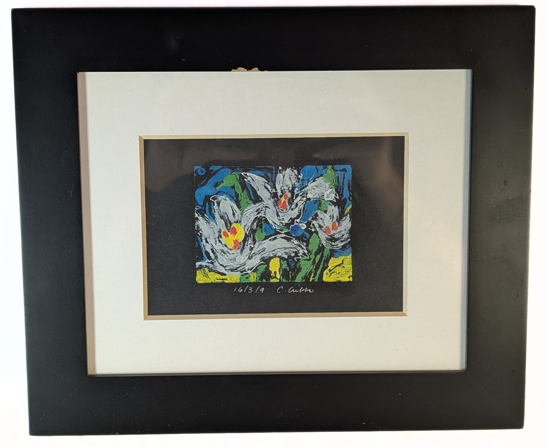 Framed, Signed & Dated Abstract Floral Artwork - 16/3/9