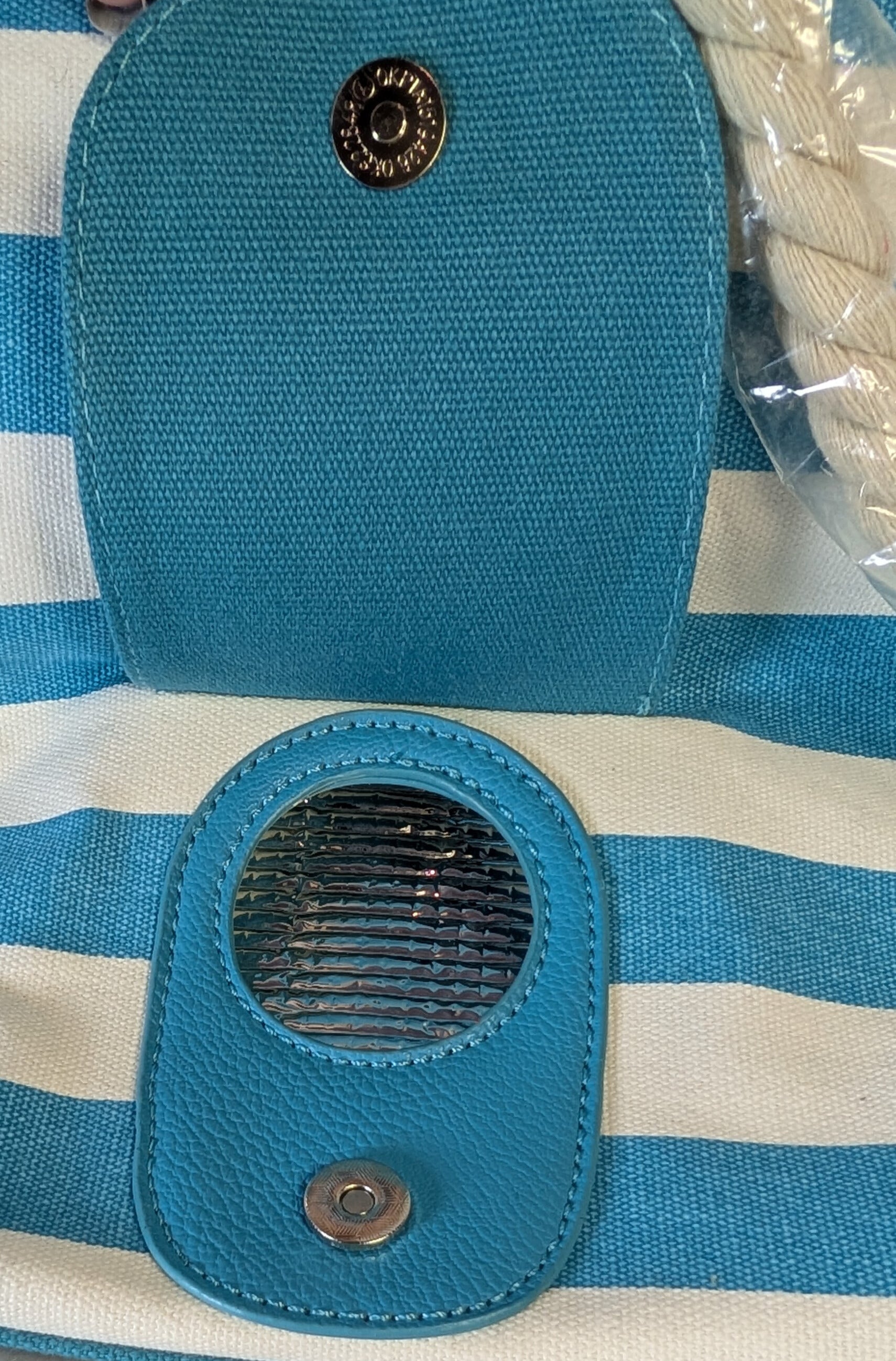 NEW - Porto Vino Canvas Wine Tote - Beach / Picnic Tote - Turquoise & White