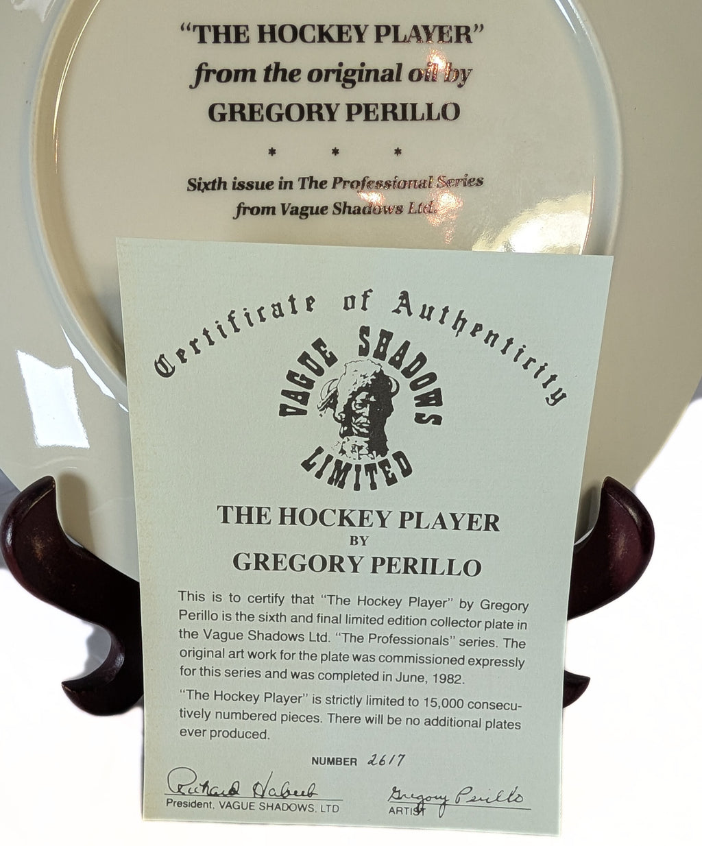 The Hockey Player - Gregory Perillo Collectors Plate - 1982